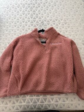 Champion Women's Dusty Pink Sherpa Half-Zip Turtleneck Pullover